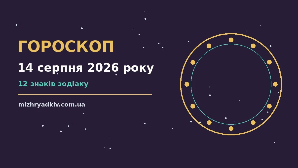 Щоденний гороскоп на 14 серпня 2026 року: робота, фінанси, переговори