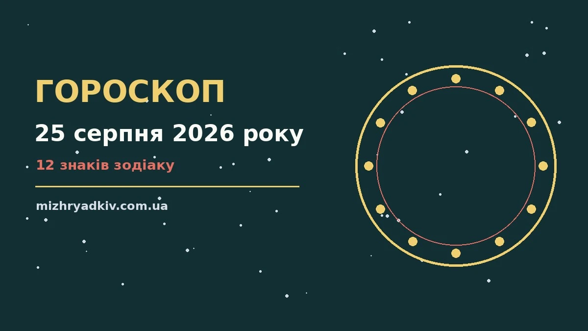 Гороскоп на 25 серпня 2026 року: плани, фінанси, переговори