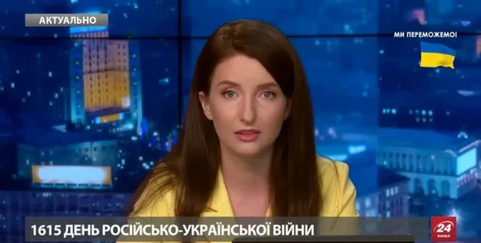 Андріана Кучер під час прощального ефіру на 24 Каналі