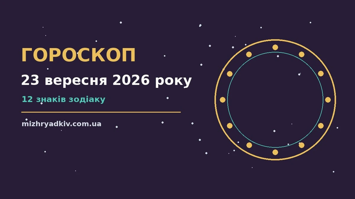 Зіркова ілюстрація до гороскопу на 23 вересня 2026 року: знаки зодіаку на тлі ранкового неба